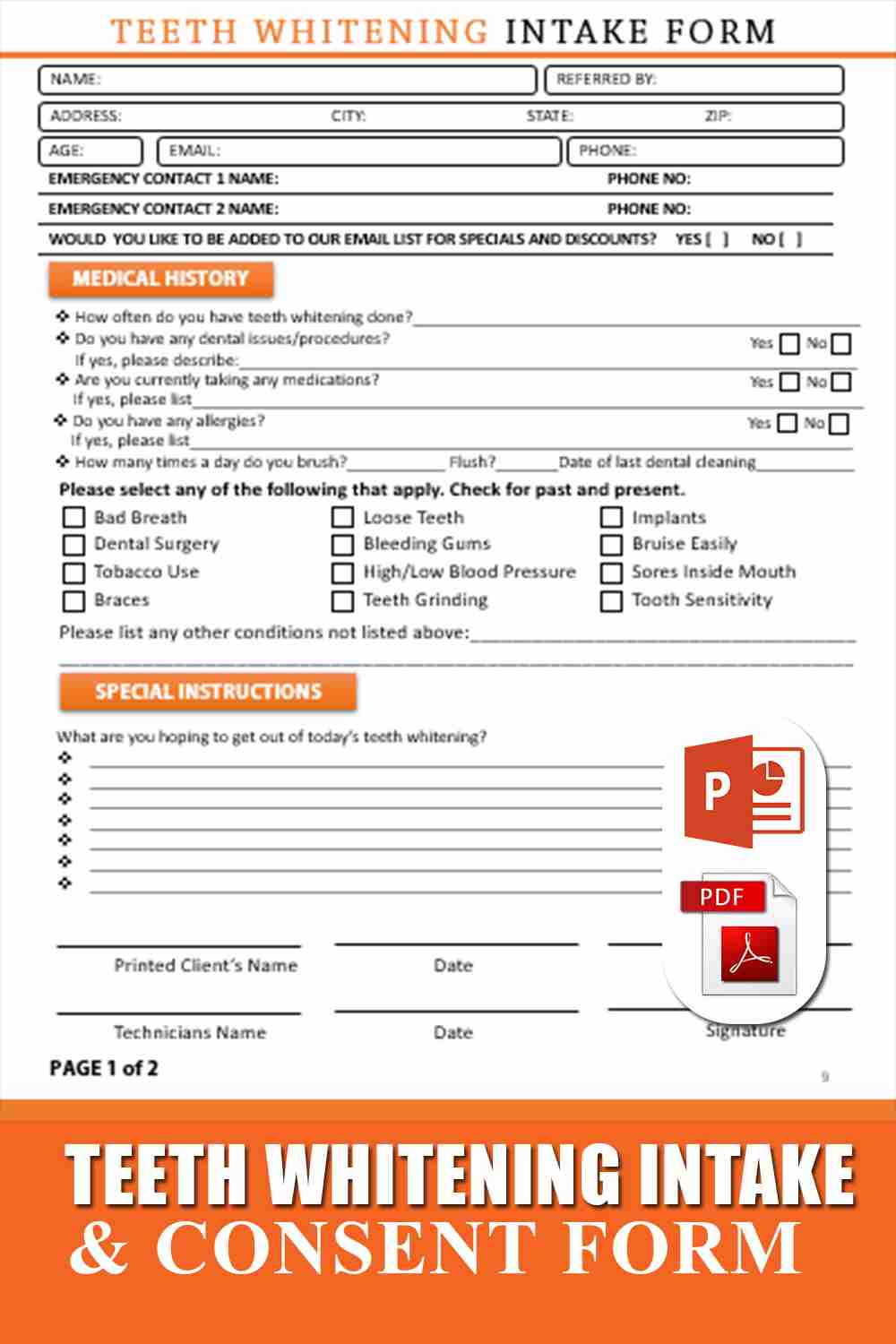 teeth whitening consent form template