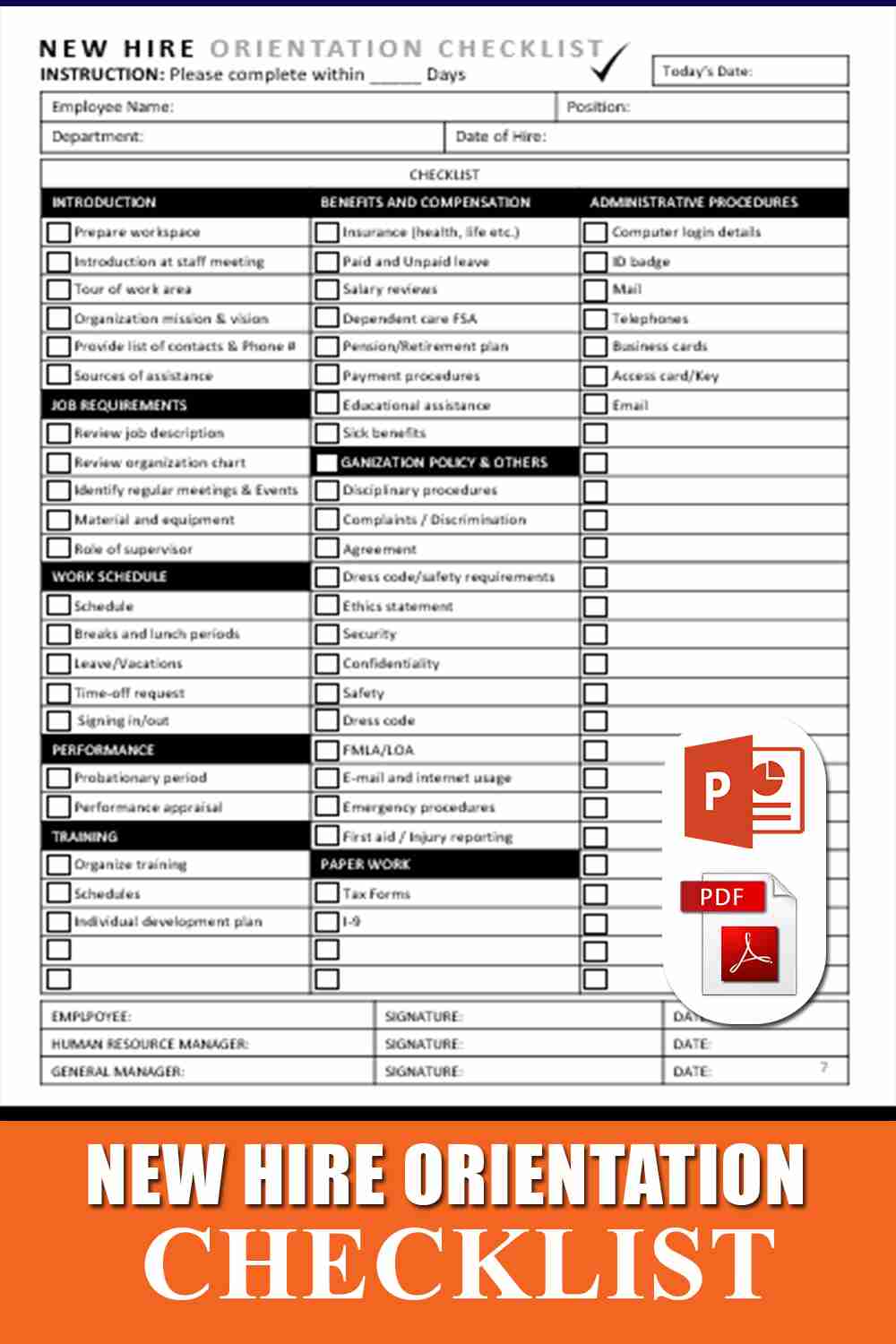 New Employee Orientation Checklist Template for Free Printable Printable New Employee Checklist Template